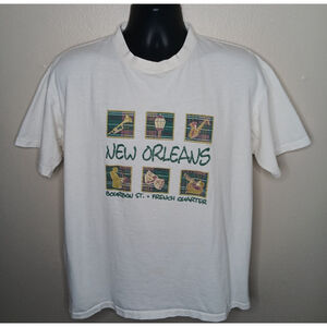 VTG 90s New Orleans Adult Large T-shirt Single Stitch White Outhouse Designs USA